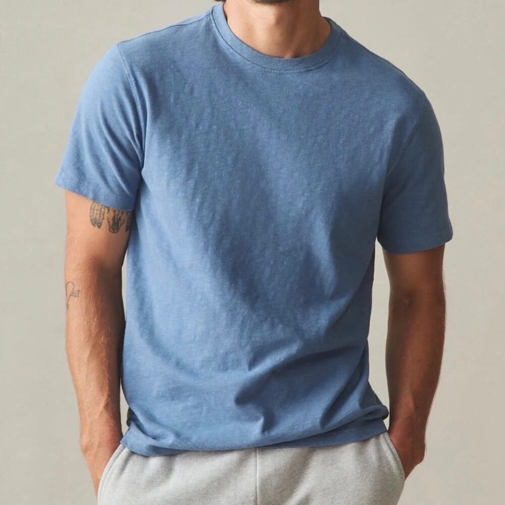 American Giant Premium Slub Short Sleeve Crew Tee Men's Small Blue USA